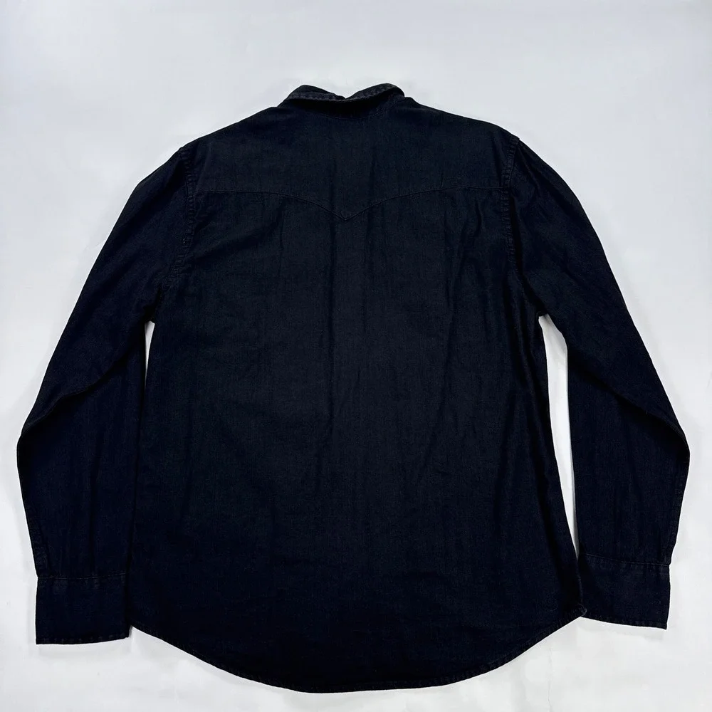 Levis Western Shirt Mens Large Black Pearl Snap Denim Barstow Long Sleeve